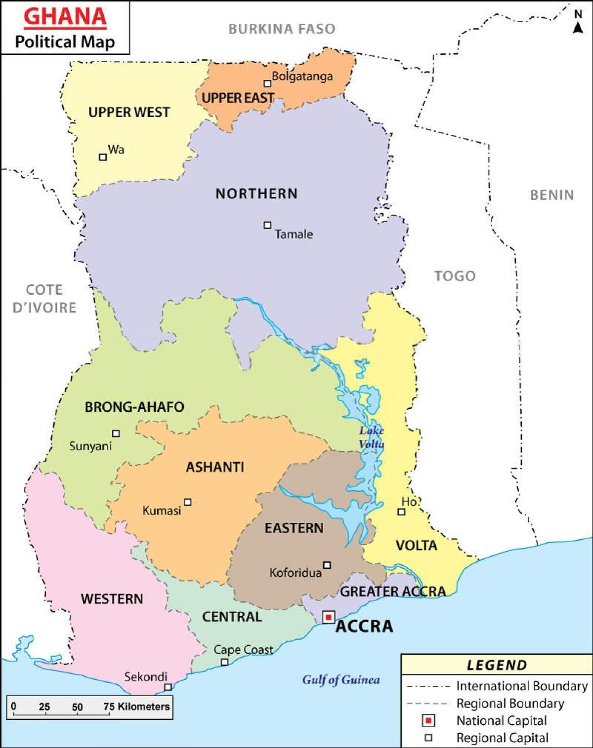 ghana mapa politico Mapa político de gana   Mapa de política ghana (África Occidental 